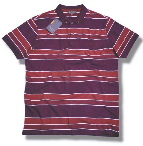Ben Sherman Mod Pique Contrast Stripe Button Down S/S Polo Shirt Red Preview